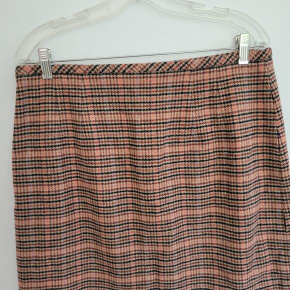Talbots Recycled Wool Skirt Pink Plaid A-Line Fall Winter Women 10 - Picture 7 of 12